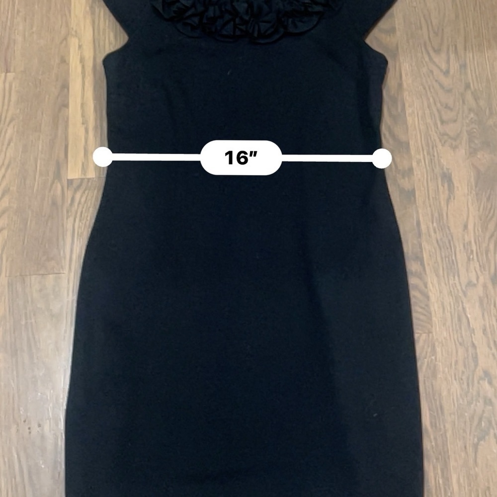 Taylor Womens Dress Sheath Rosette Neckline Black Cap Sleeve Size 6 - Picture 5 of 7